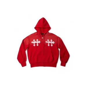 King on Horses Washed Tracksuit Hoodie Red