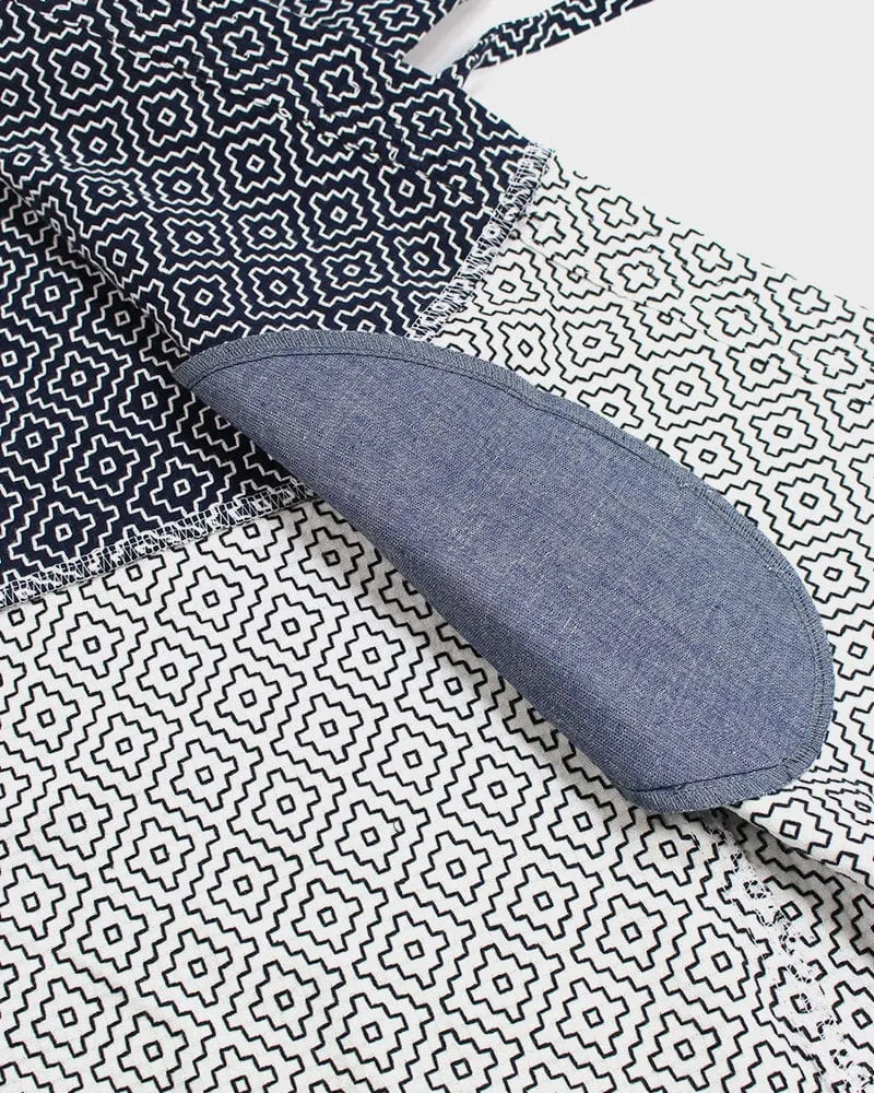 Kiriko Custom Modern Hitomezashi Dougi Jacket, Navy and White Split 01