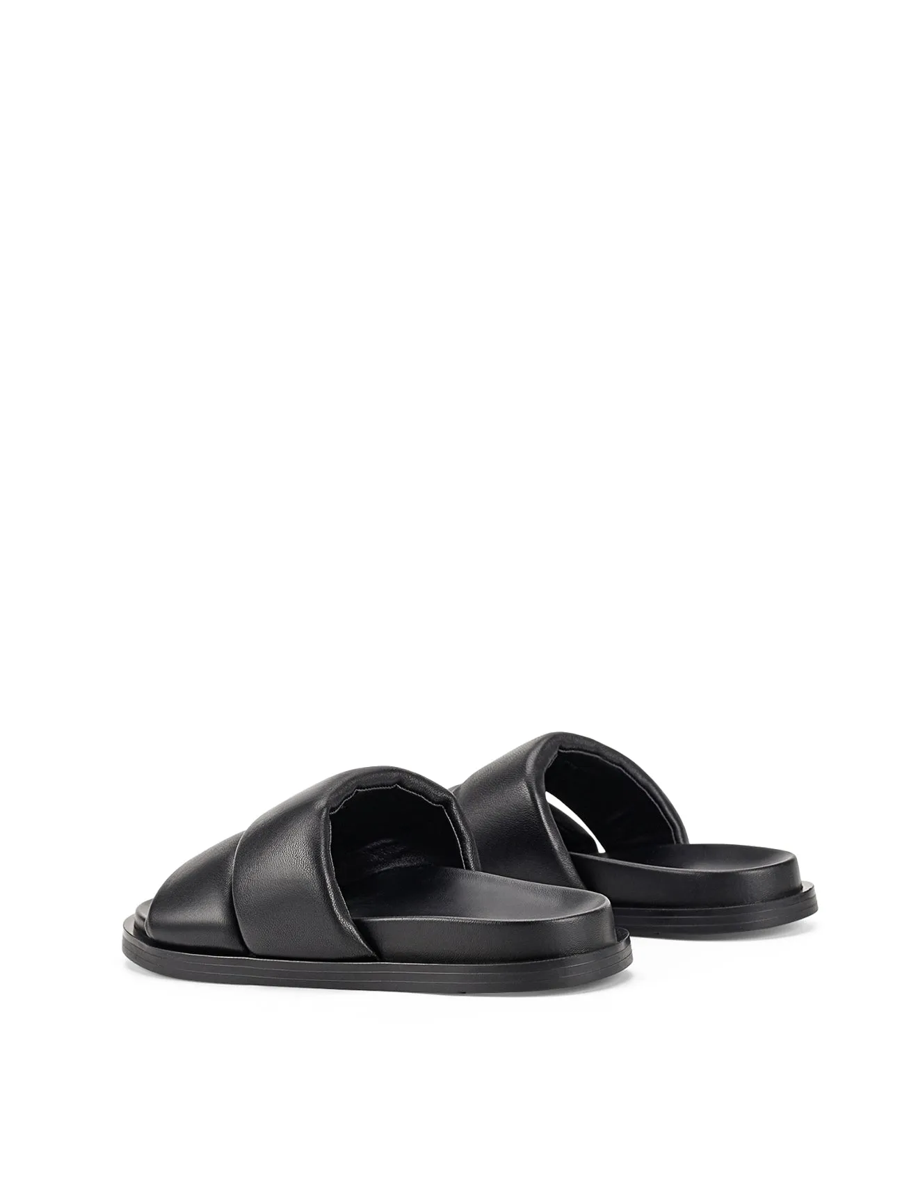 Lacey Footbed Sandals - Black Leather