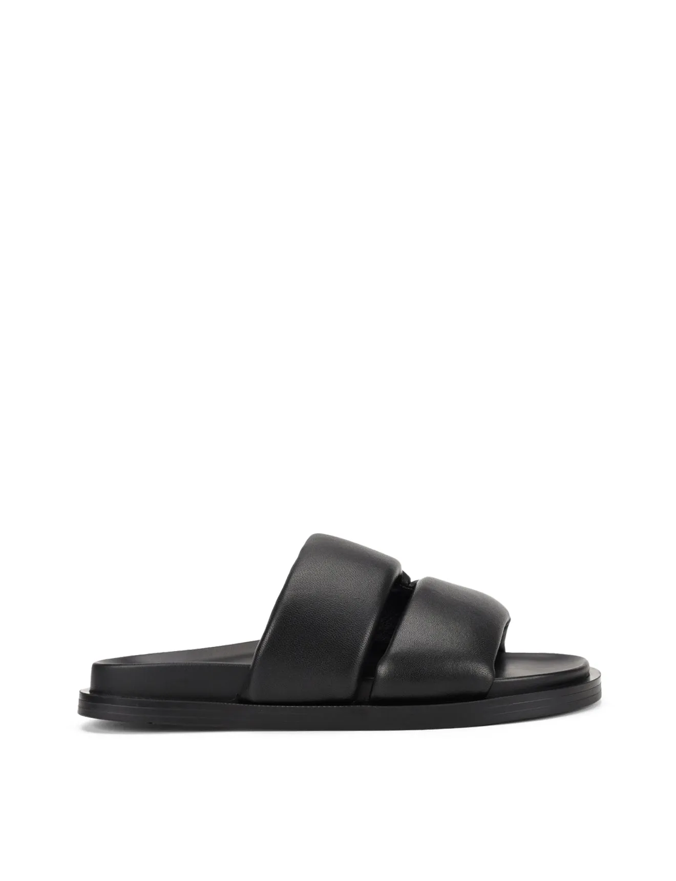 Lacey Footbed Sandals - Black Leather