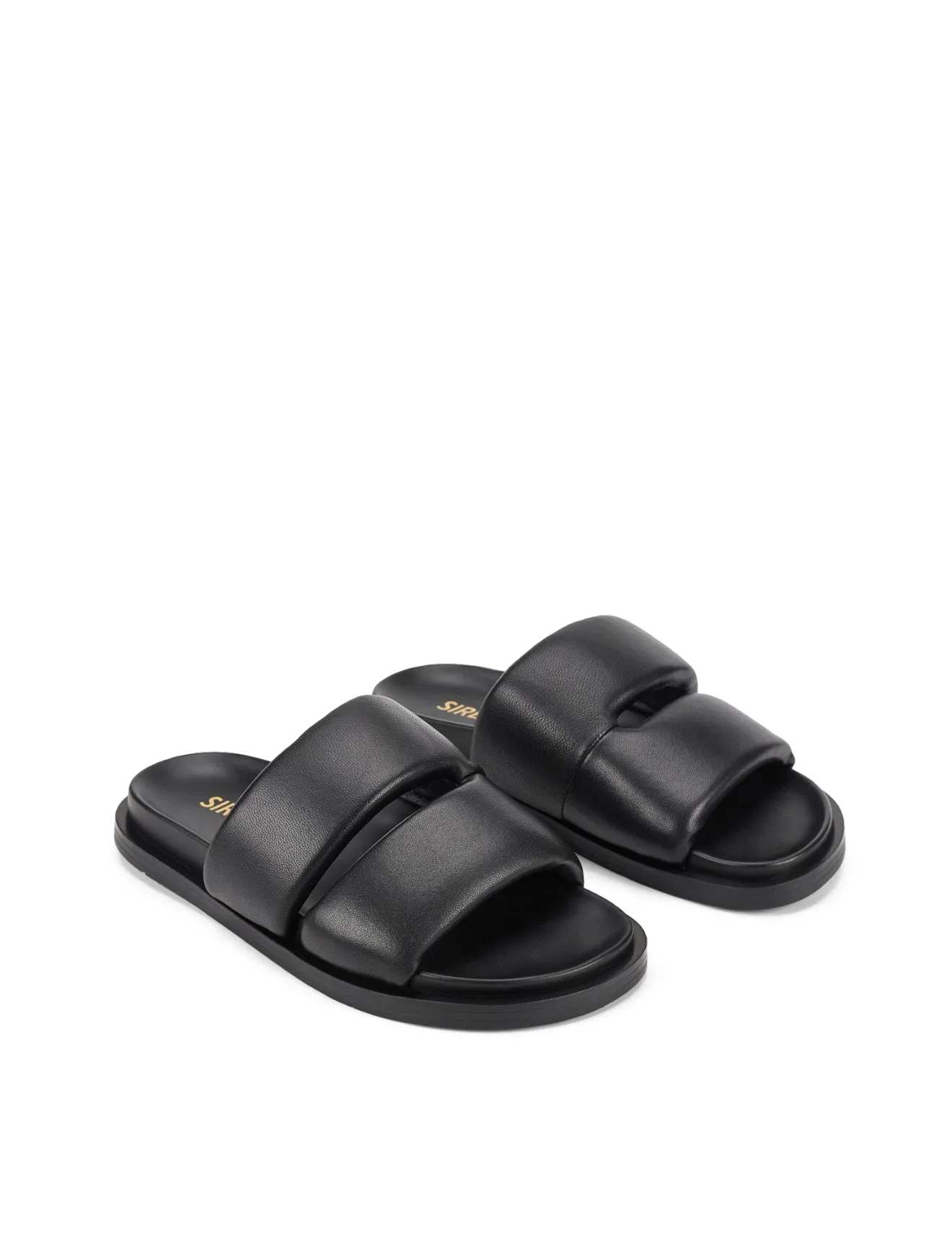 Lacey Footbed Sandals - Black Leather