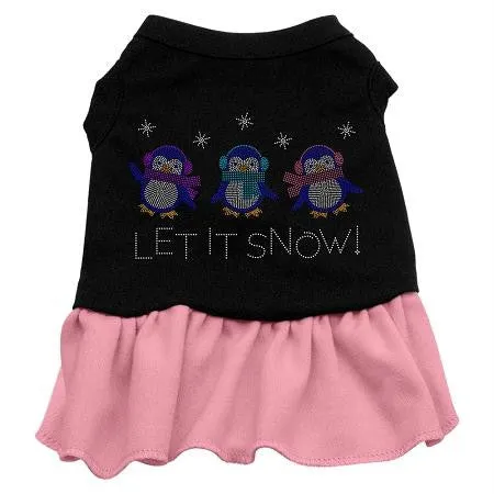 Let it Snow Penguins Rhinestone Dress Black with Pink Med (12)