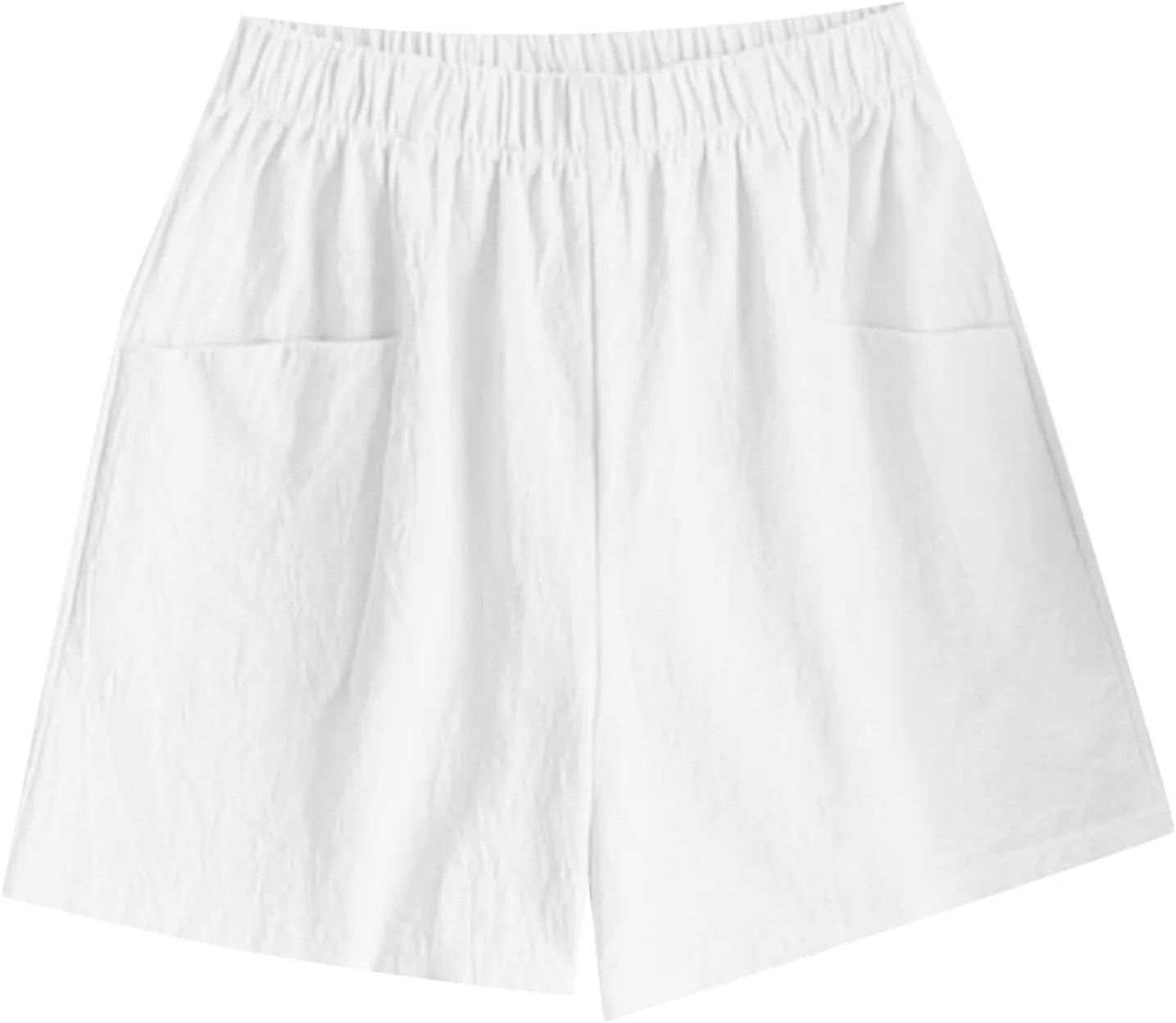 Linen Pants Women Summer Casual Palazzo Pants Elastic Waist Cotton Lounge Trousers with Pockets Loose Baggy Beach