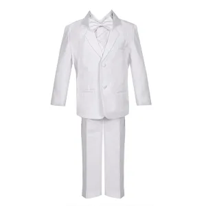 Little Boys White 5pc Classic Vest Jacket Pants Special Occasion Tuxedo Suit 2-7