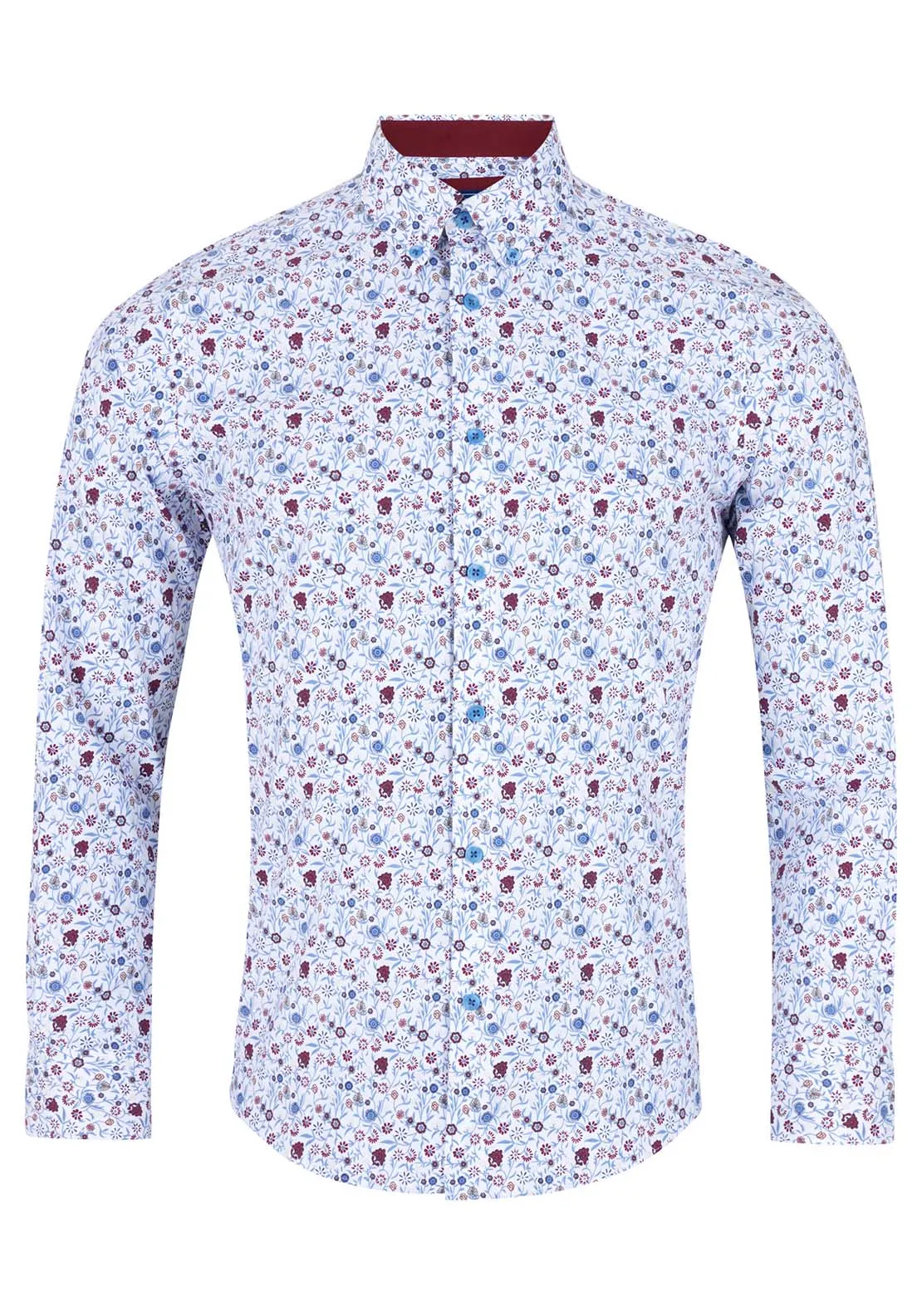 Long Sleeve Print Shirt - Maroon