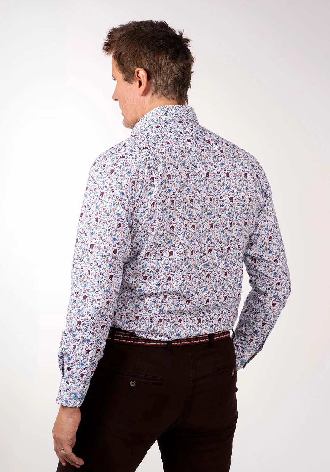 Long Sleeve Print Shirt - Maroon