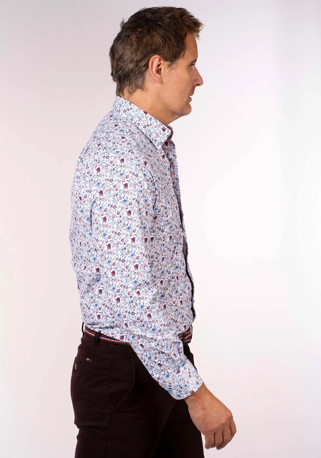 Long Sleeve Print Shirt - Maroon