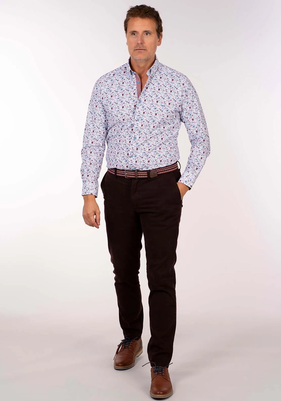 Long Sleeve Print Shirt - Maroon