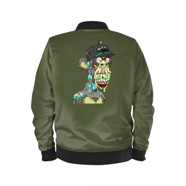 Luxury Reversible Silk/Cotton Men's Bomber Jacket feat. BAYC #4039 (outer front) & MAYC #201 (inner rear)  handmade in UK