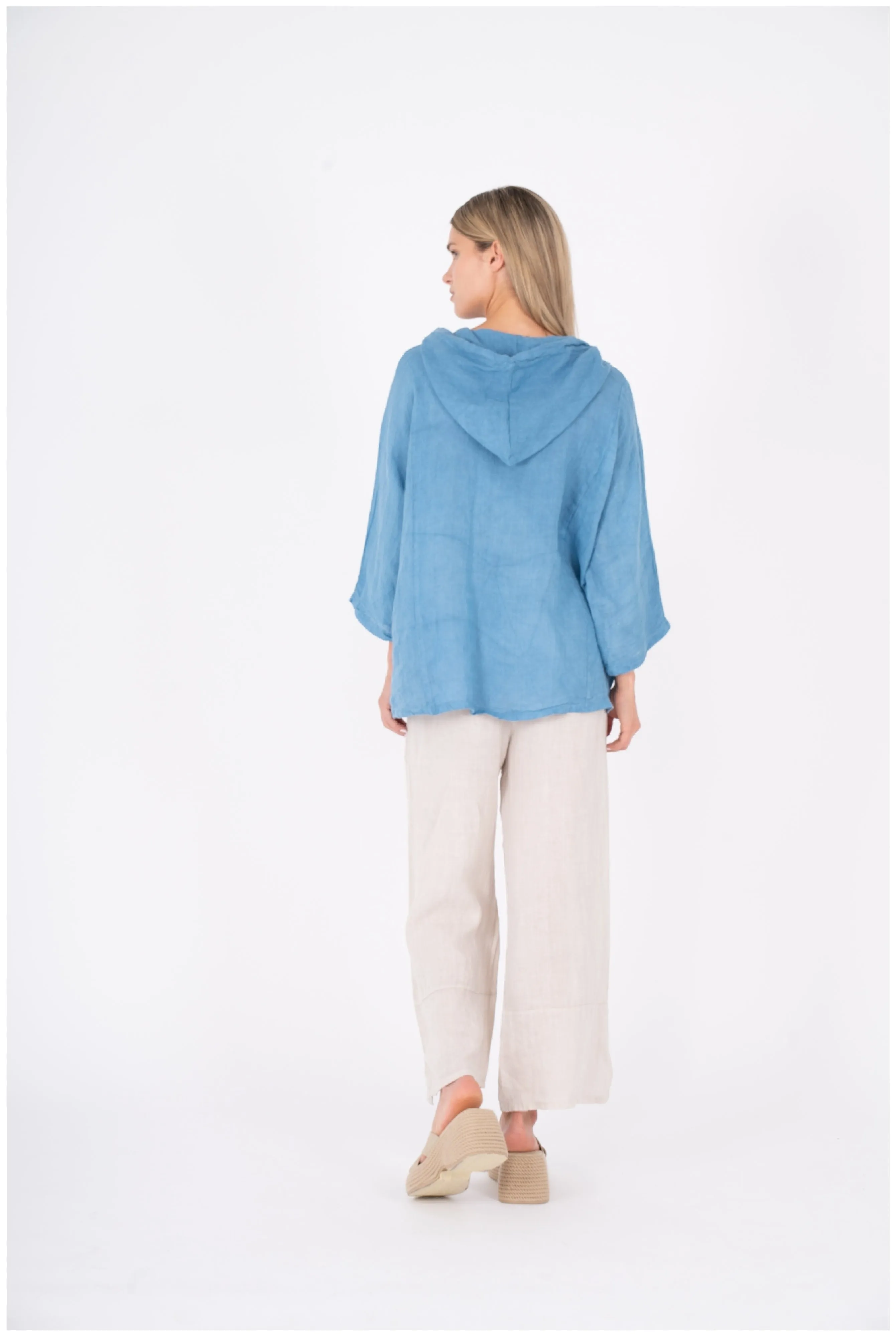 M Made in Italy  Ladies Woven Button-Down Hooded Jacket And Sleeves