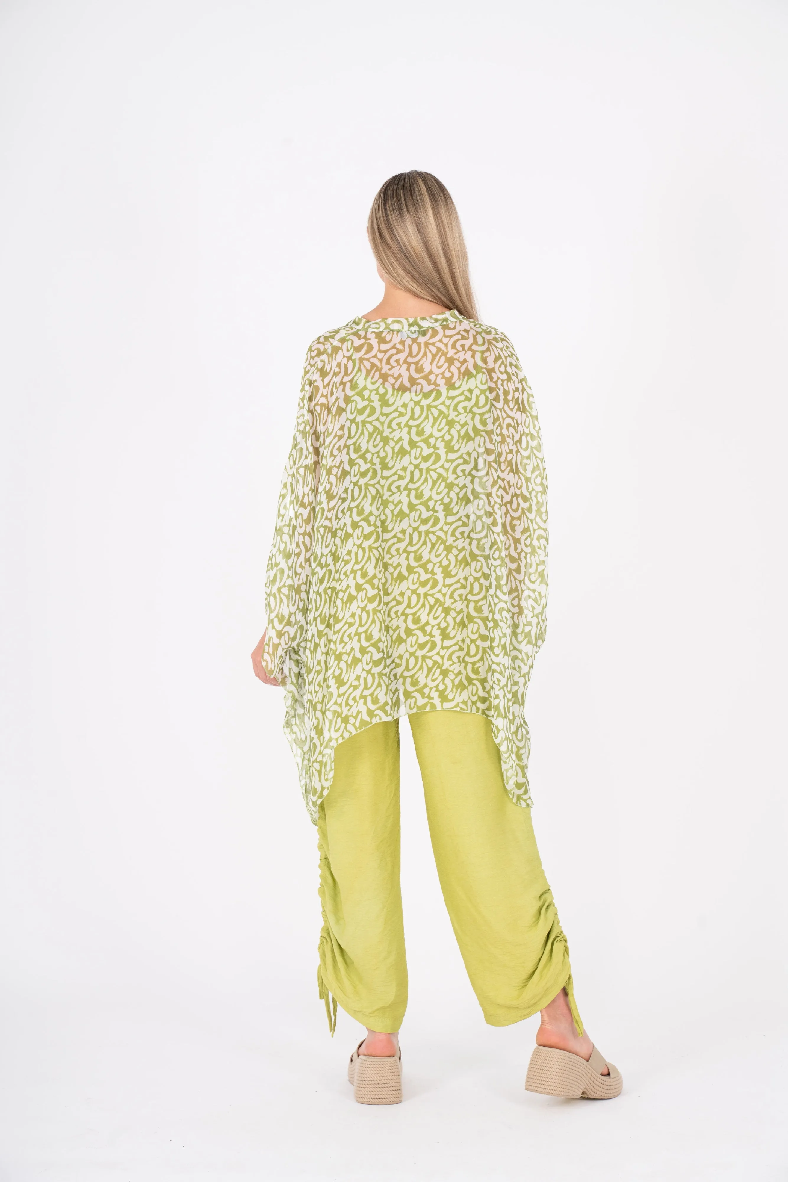 M Made in Italy  Ladies Woven Shirt  Green Combo
