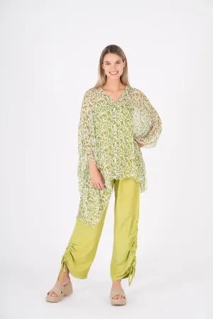 M Made in Italy  Ladies Woven Shirt  Green Combo