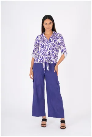 M Made in Italy  Ladies Woven Shirt  Viola Combo