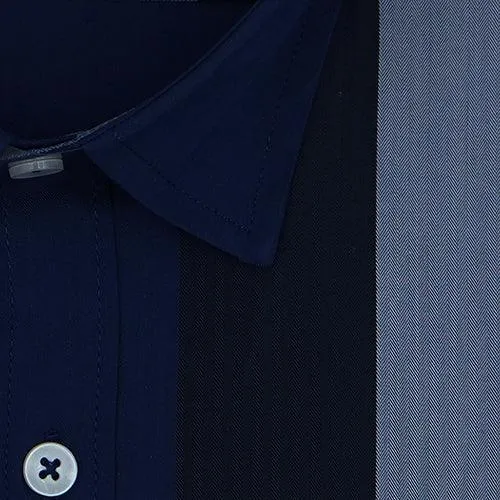 Men's 100% Cotton Checkered Full Sleeves Shirt (Navy)