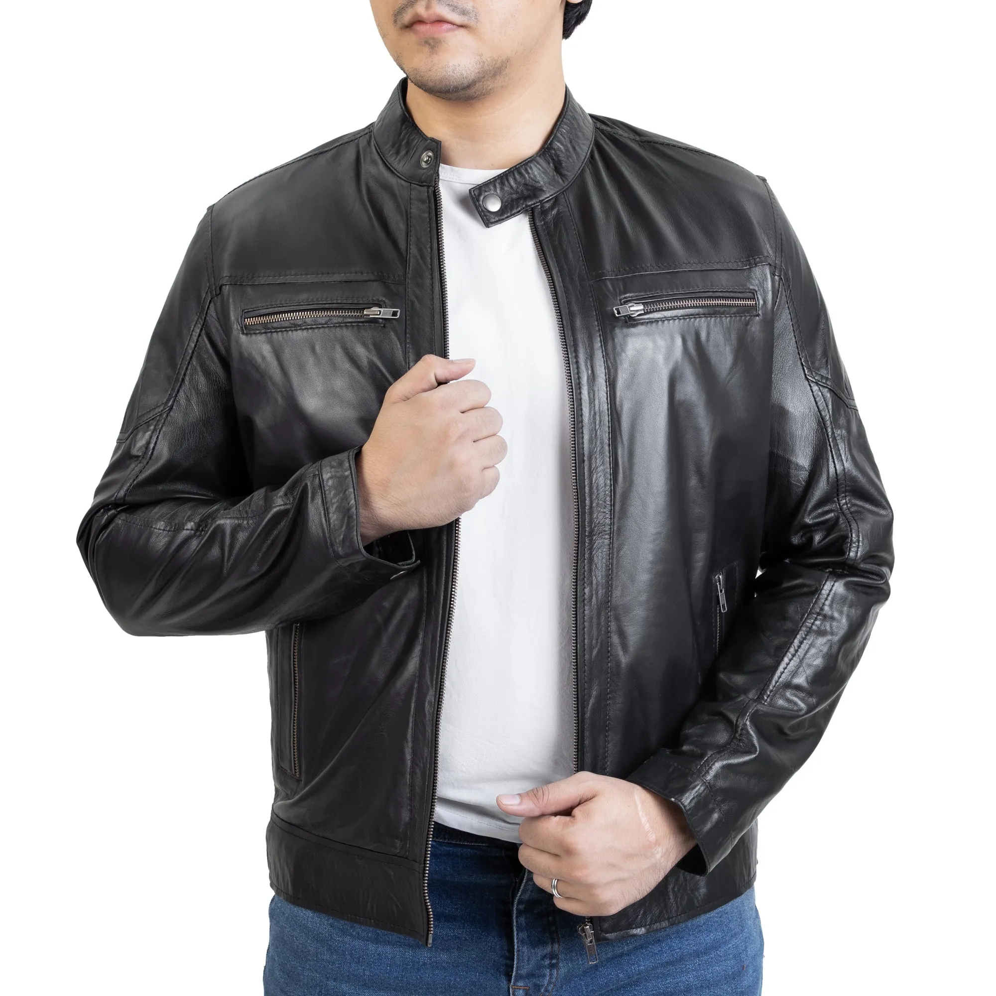 Mens Alpha Rider Black Leather Jacket