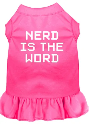 Nerd Is The Word Screen Print Dress Bright Pink Med