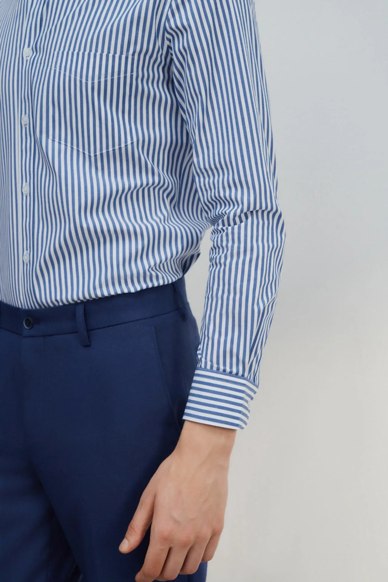 Non-Iron Easy Care Smart Fit Stripe Shirt with Pocket