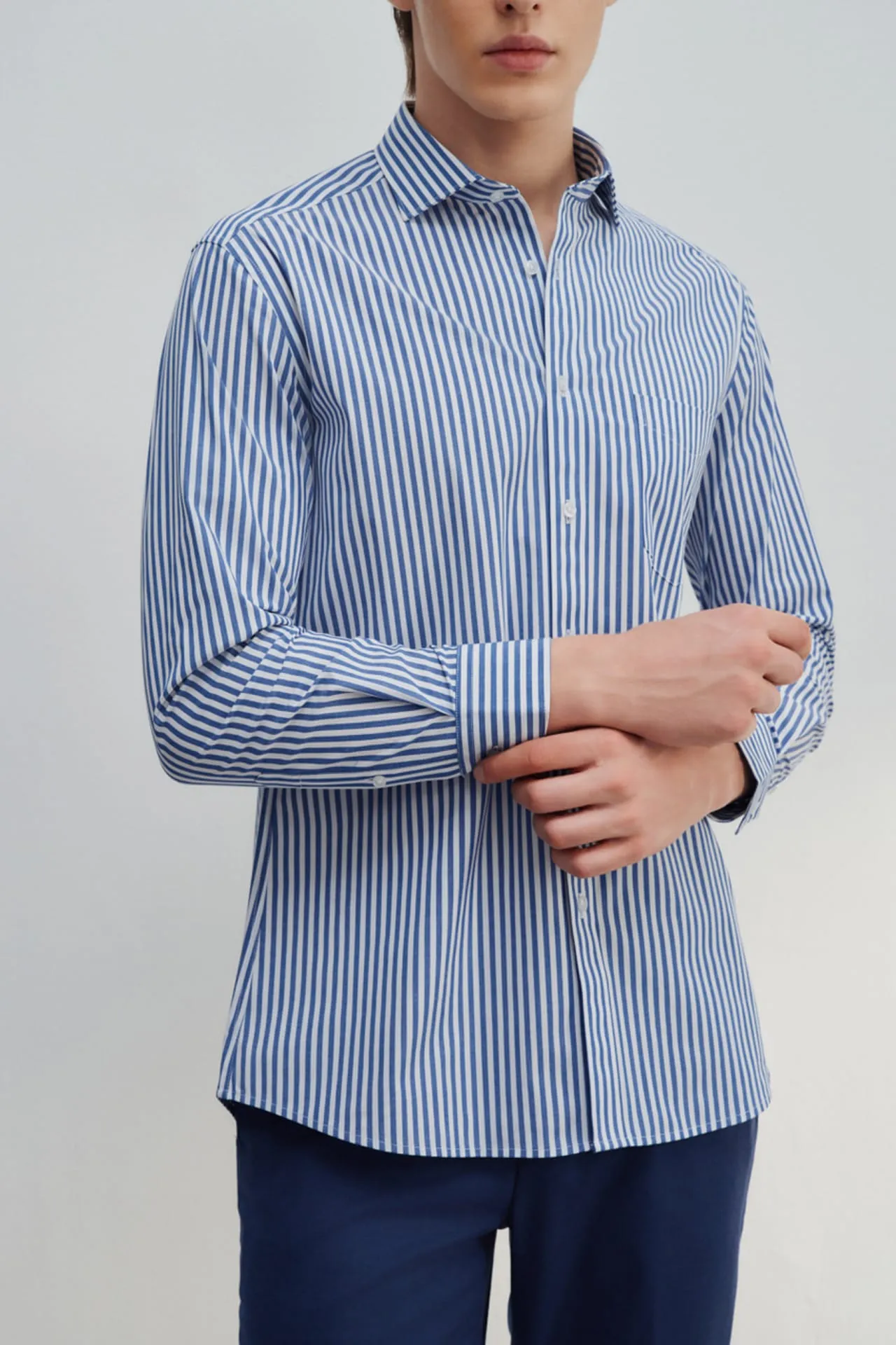 Non-Iron Easy Care Smart Fit Stripe Shirt with Pocket