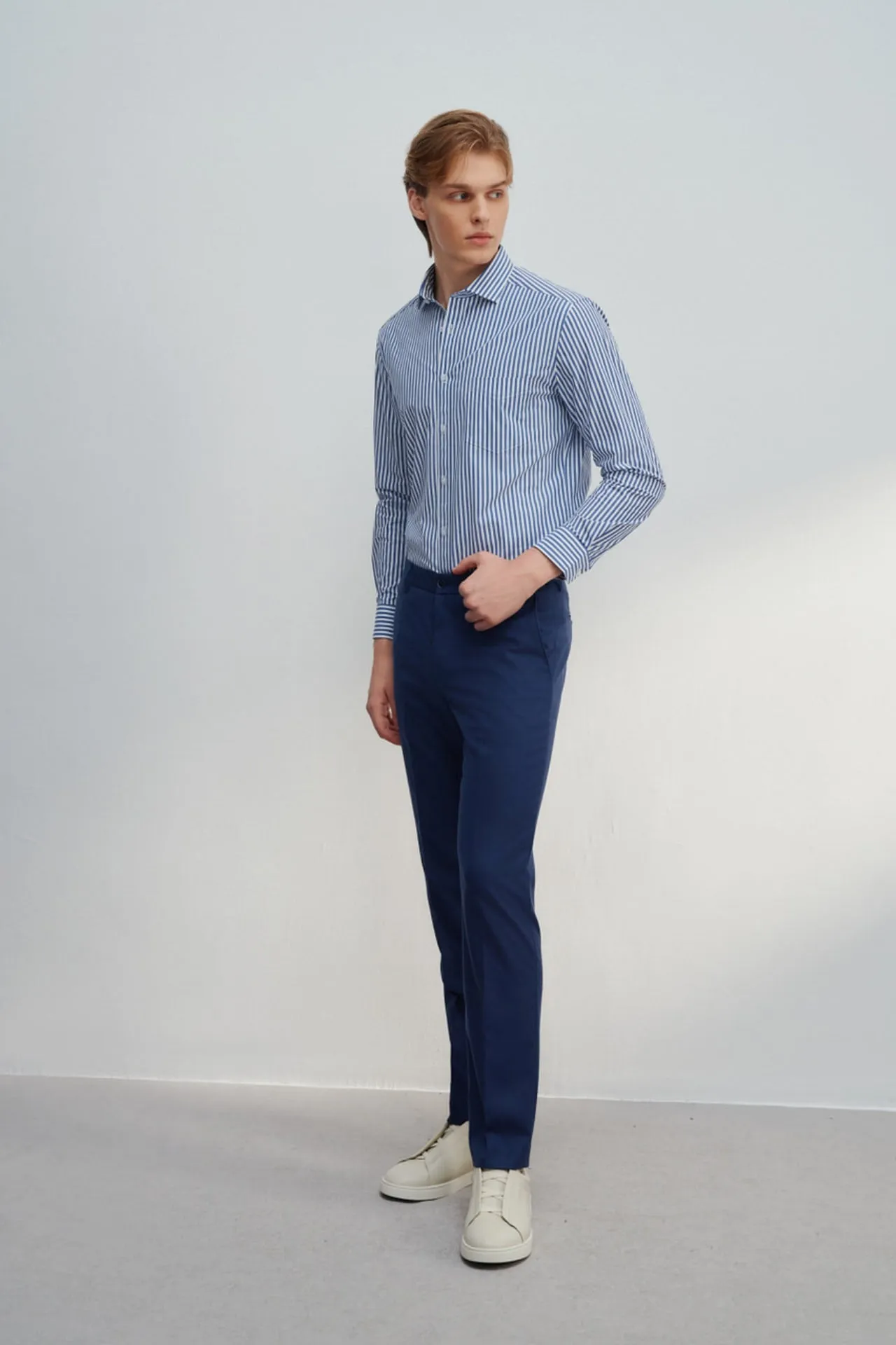 Non-Iron Easy Care Smart Fit Stripe Shirt with Pocket