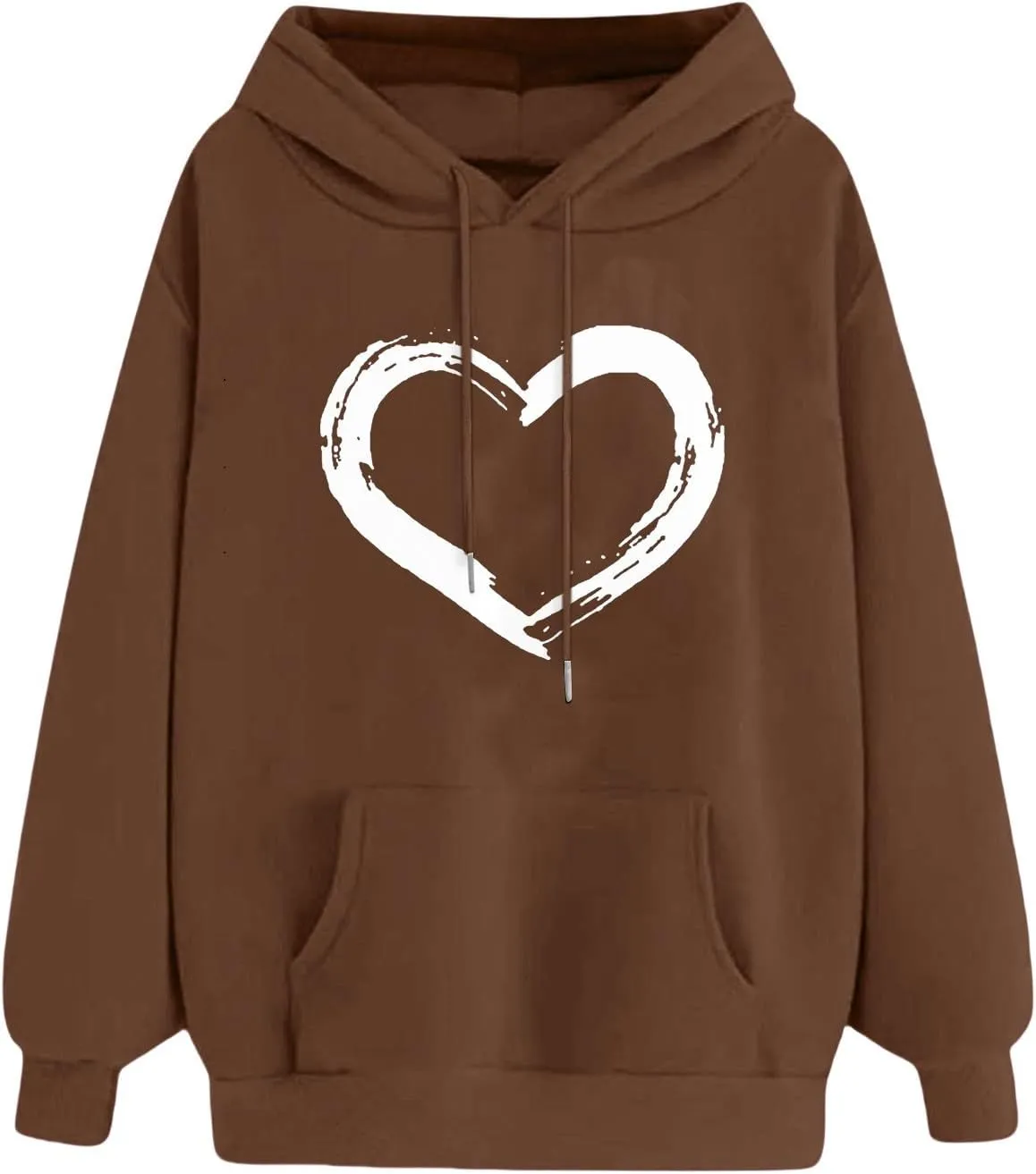 Oversized Hoodies for Women Plus Size Heart Graphic Sweatshirts Long Sleeve Shirts Hooded Top Streetwear with Pocket
