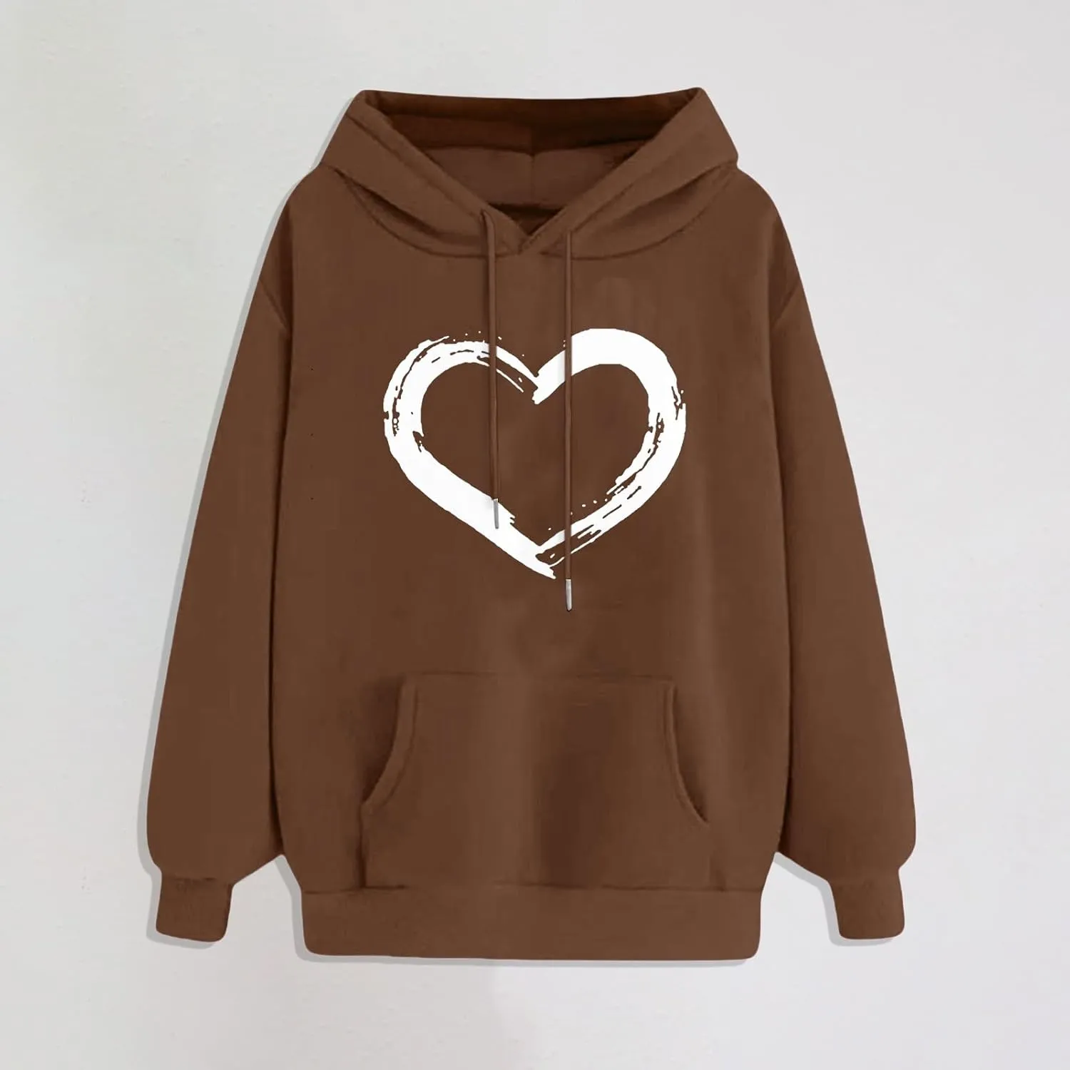 Oversized Hoodies for Women Plus Size Heart Graphic Sweatshirts Long Sleeve Shirts Hooded Top Streetwear with Pocket