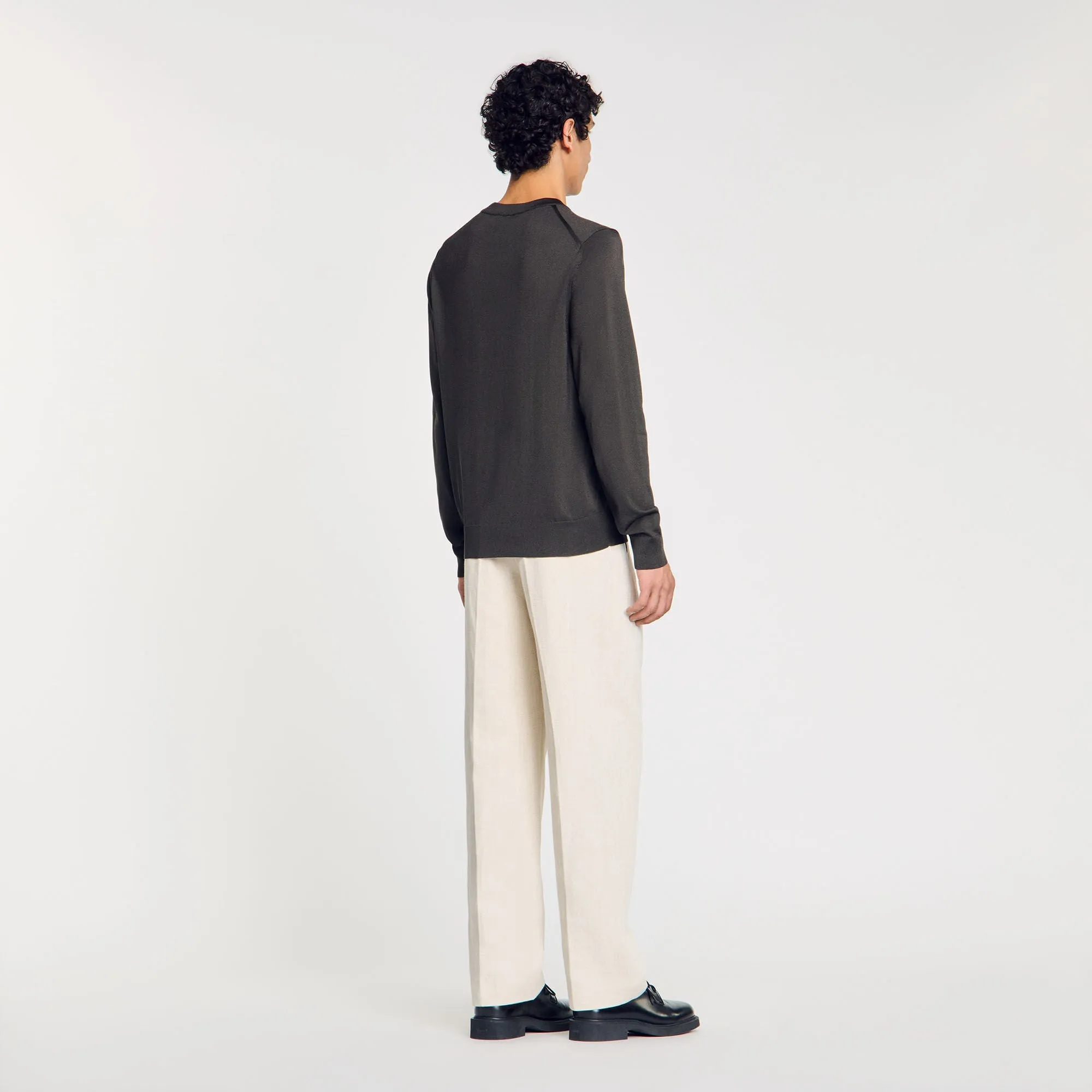Pablo Crewneck Fine Knit Jumper Dark Kaki.