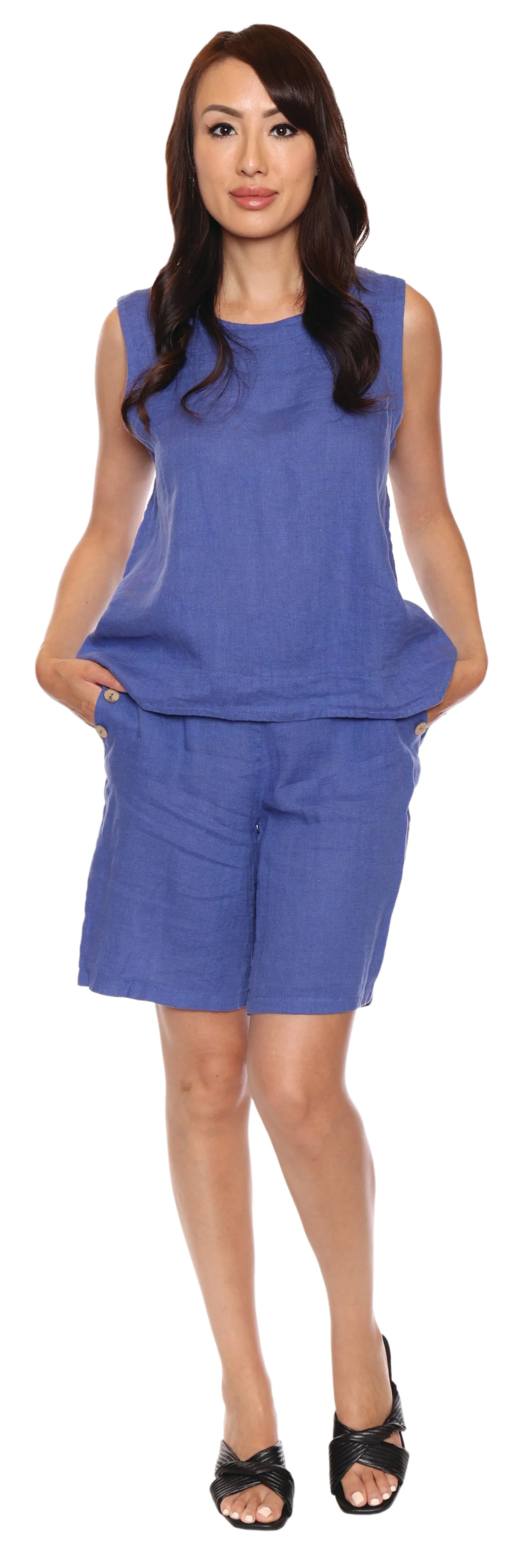 Papa Top - Linen Tank - Iris