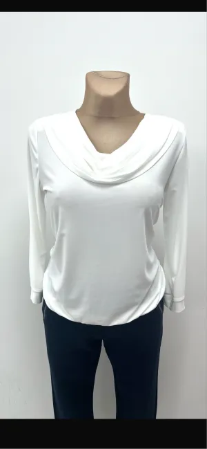 Plain Cream Cowl Neck Top