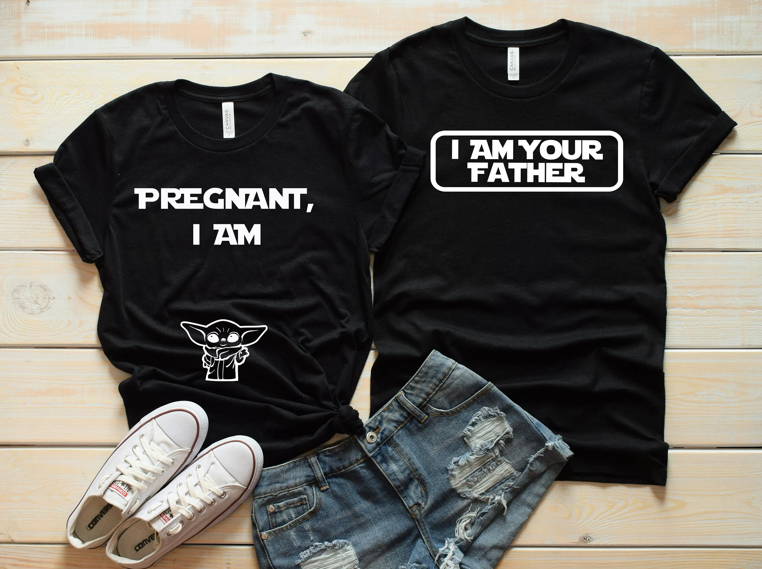 Pregnant I am - I Am Your Father - Disney Star wars Couples Shirt- Pregnancy Announcement - Baby Reveal