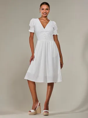 Puff Sleeve Midi Dress, White
