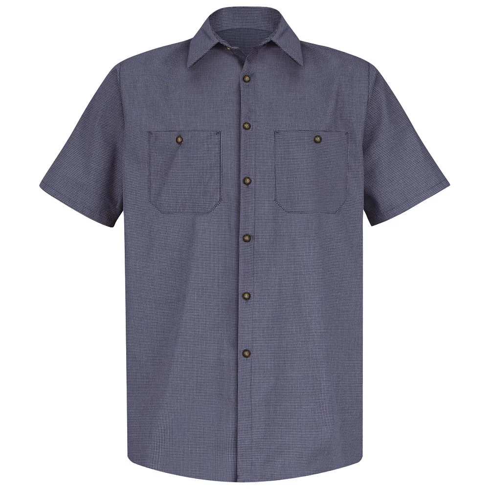 Red Kap Men's Micro-Check Uniform Shirt SP20 - Blue / Charcoal Check