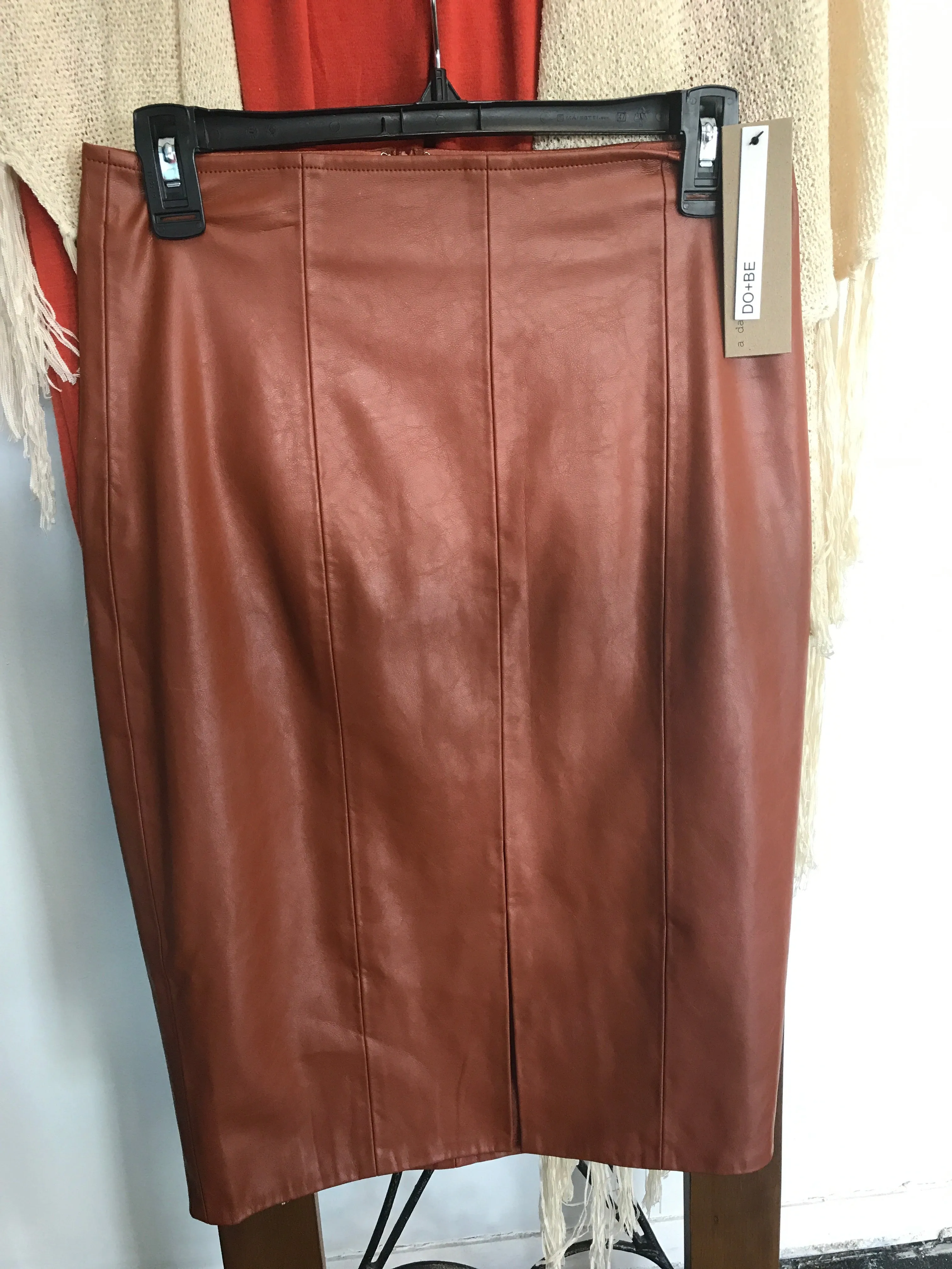 Rust Do Be faux leather Knee Length Skirt