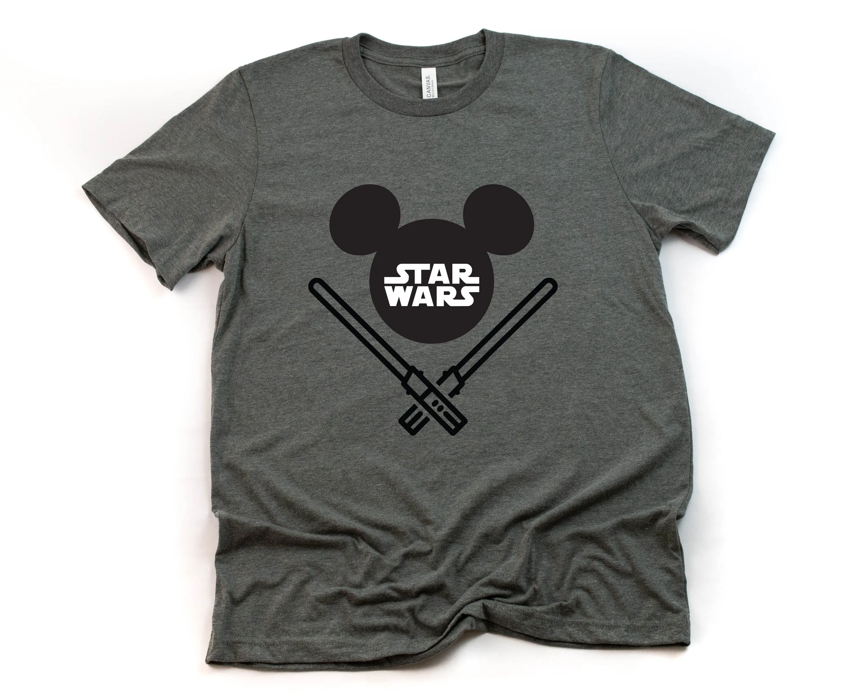Star Wars Mickey Head Adult T Shirt - Star Wars Fan T-shirt - Star Wars Lover Gift -Light Saber