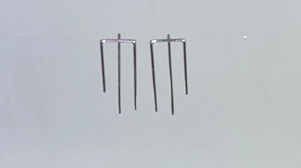 Sterling silver Abstract Trident earrings, Modern Earring, geometric post earrings, Artsy gift for her
