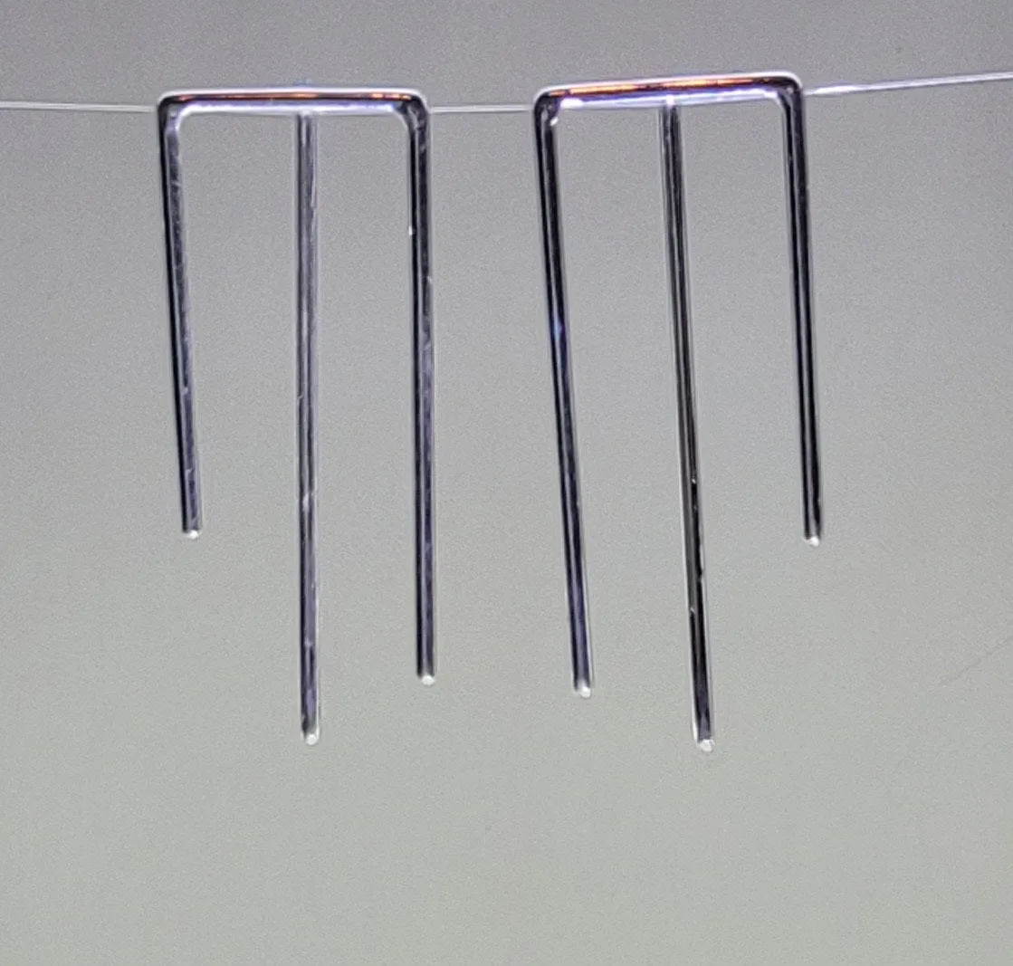 Sterling silver Abstract Trident earrings, Modern Earring, geometric post earrings, Artsy gift for her