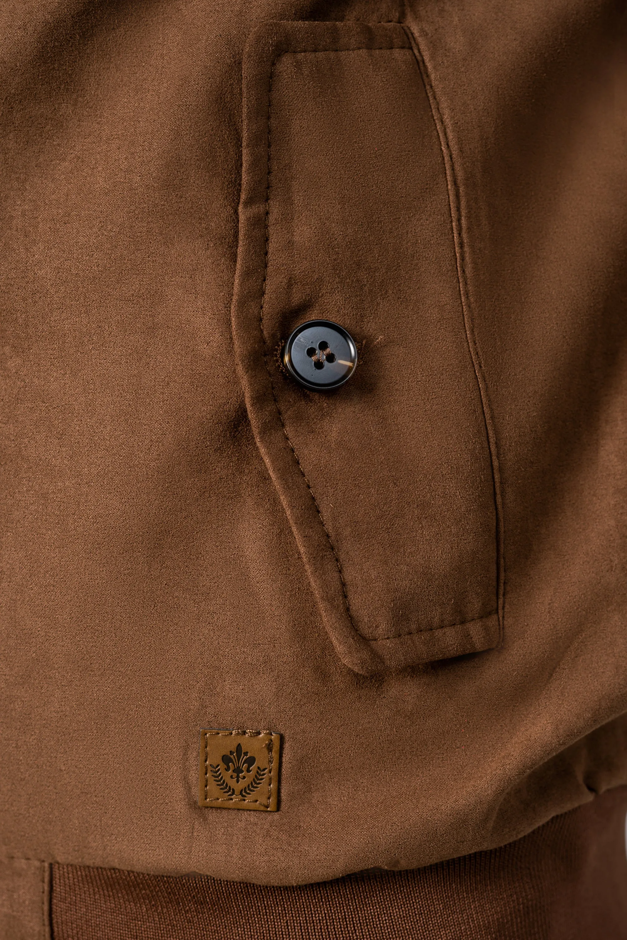 SUEDE ZIP FRONT JACKET BROWN