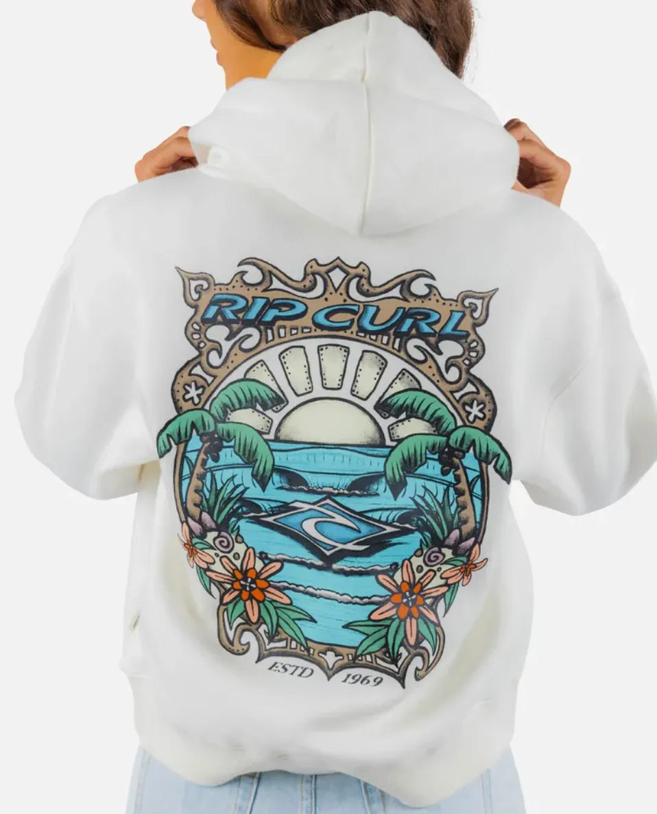 Vacation Relaxed Zip Through Hoodie- Bone