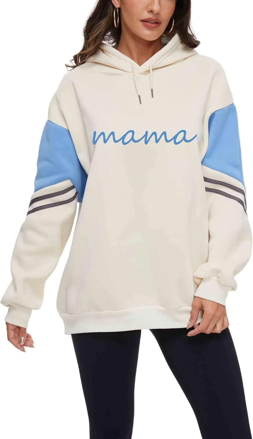 Vivimeng Mama Hoodies for Women Oversized Long Sleeve Sweatshirt In My Mama Era Casual Pullovers Tops S-XXL