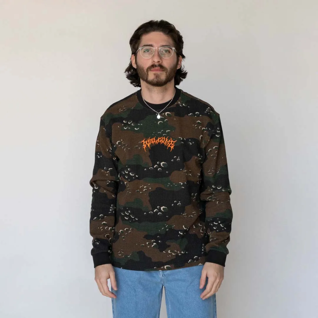 Welcome Covert L/S Camo Waffle Knit  - Timber