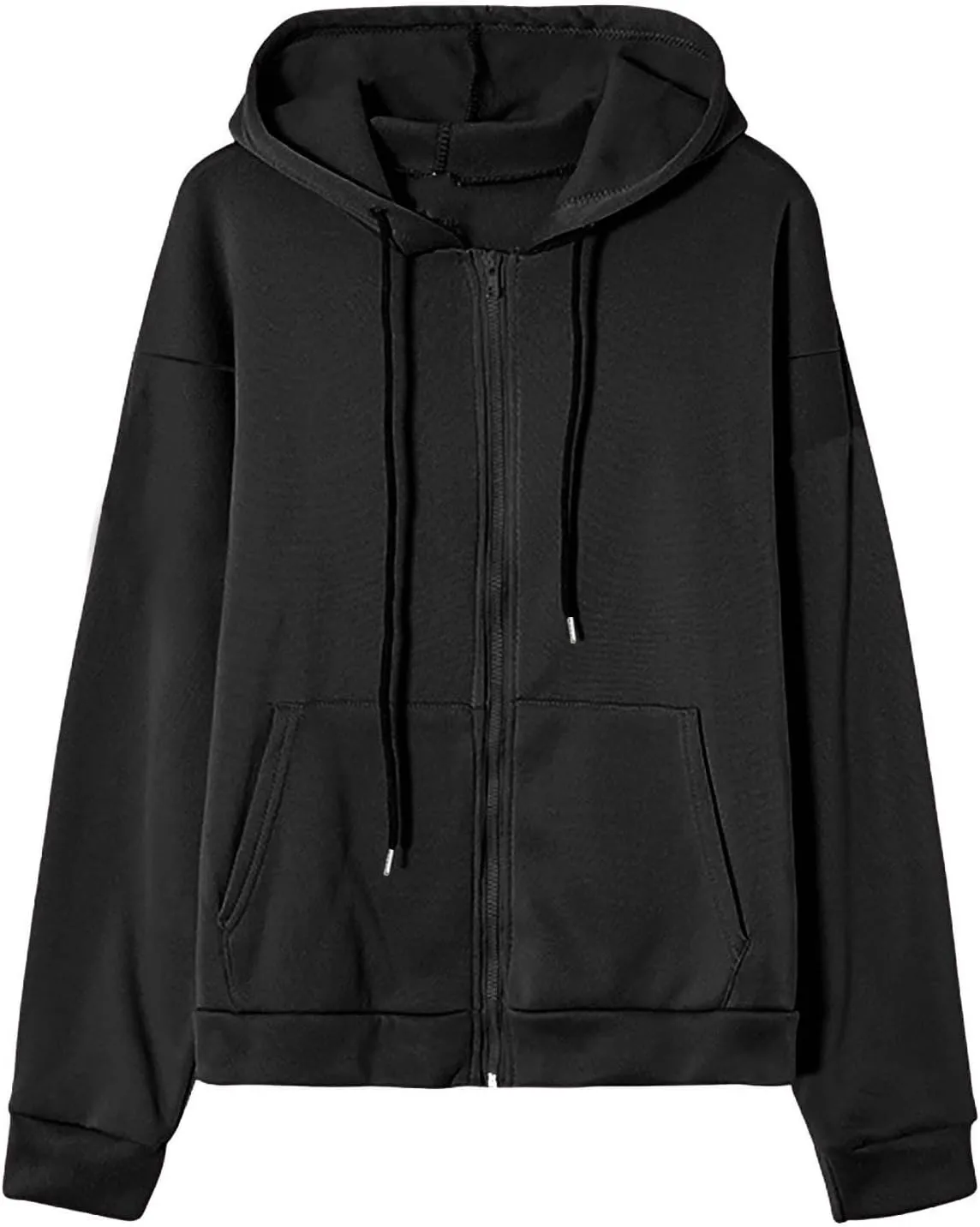 Women Full Zip Up Oversized Hoodie Solid Color Sweatshirt Long Sleeve Sweater Trendy Teen Girls Clothing 2024