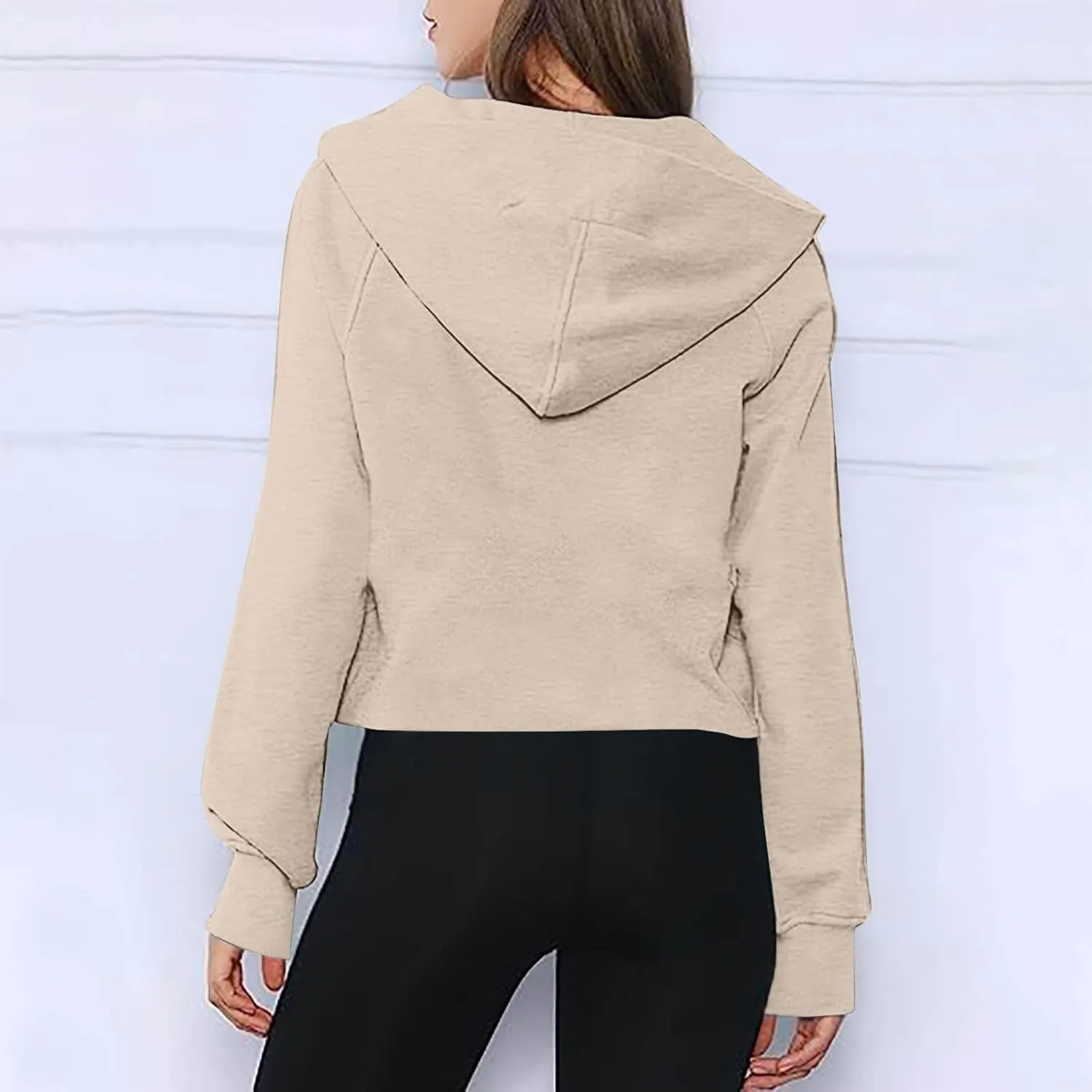 Women Half Zip Hoodies Pullover Long Sleeve Solid Corded Sweatshirt Oversized Casual Trendy Fall Outfit with Kangaroo Pocket