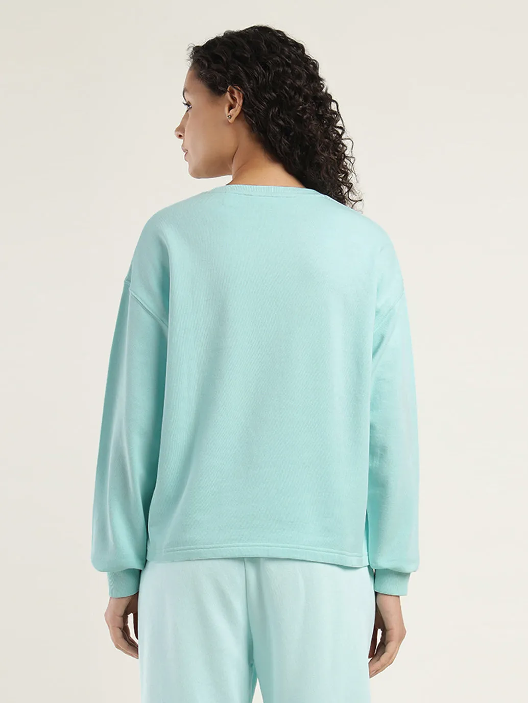 Women's Graphic Light Blue Crew Neck Sweatshirt