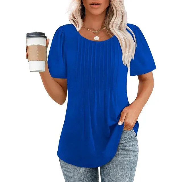 Women's Puff Sleeve Pleated Blouse | Casual & Stylish