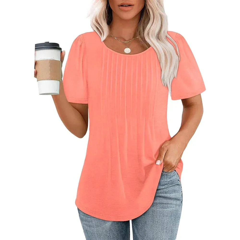 Women's Puff Sleeve Pleated Blouse | Casual & Stylish