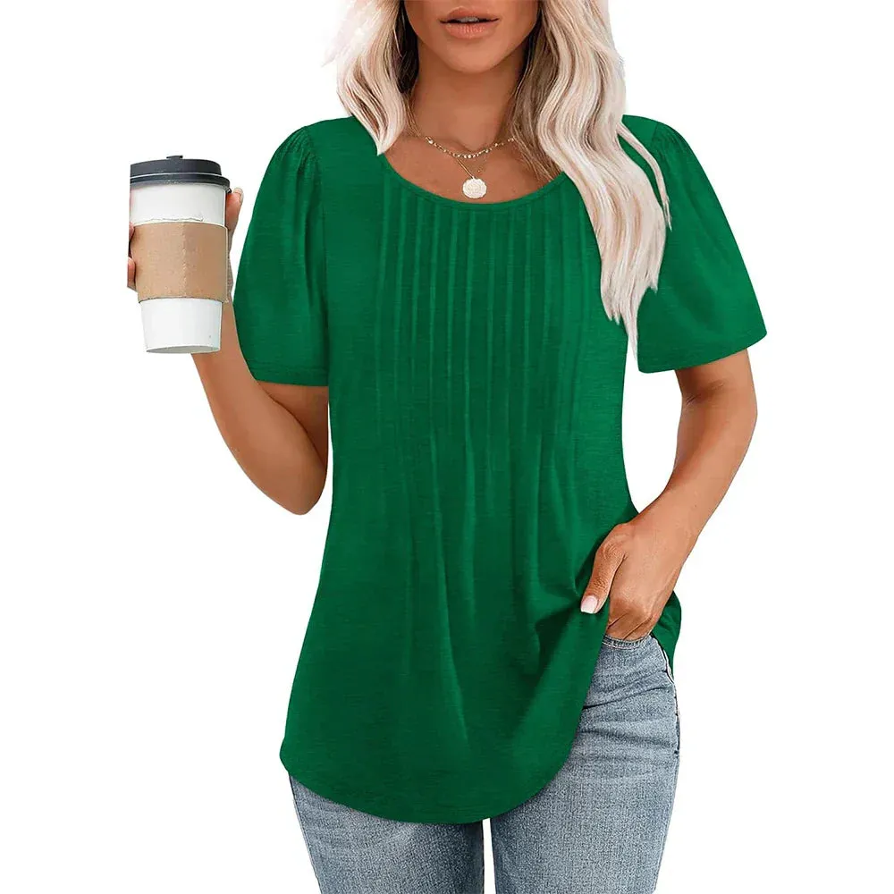 Women's Puff Sleeve Pleated Blouse | Casual & Stylish