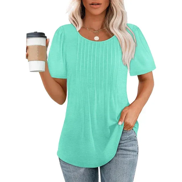Women's Puff Sleeve Pleated Blouse | Casual & Stylish