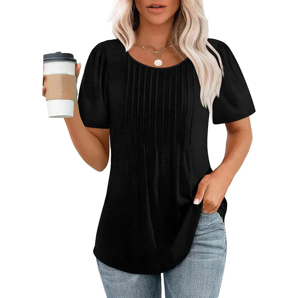 Women's Puff Sleeve Pleated Blouse | Casual & Stylish