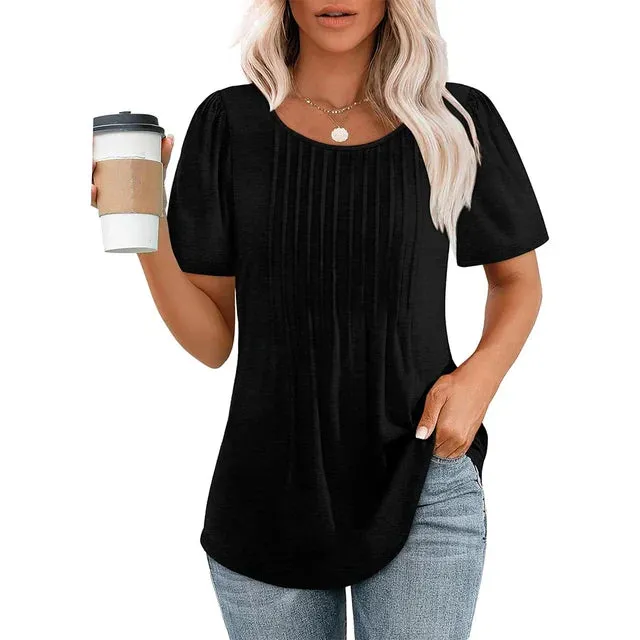 Women's Puff Sleeve Pleated Blouse | Casual & Stylish
