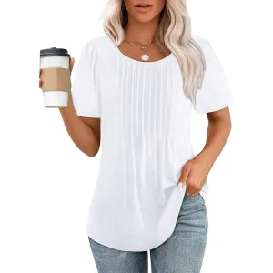 Women's Puff Sleeve Pleated Blouse | Casual & Stylish