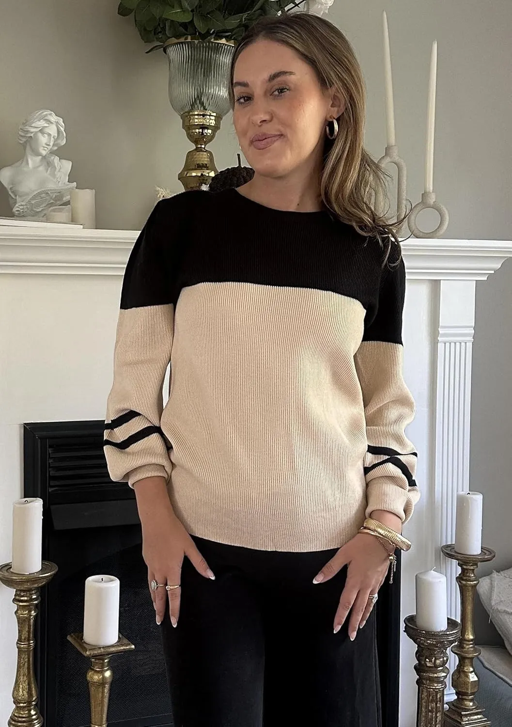 Zeagoo Womens Sweaters Fall 2024 Fashion Trendy Long Sleeve Sweaters Ribbed Knit Winter Outfits Puff Pullover Jumper Tops
